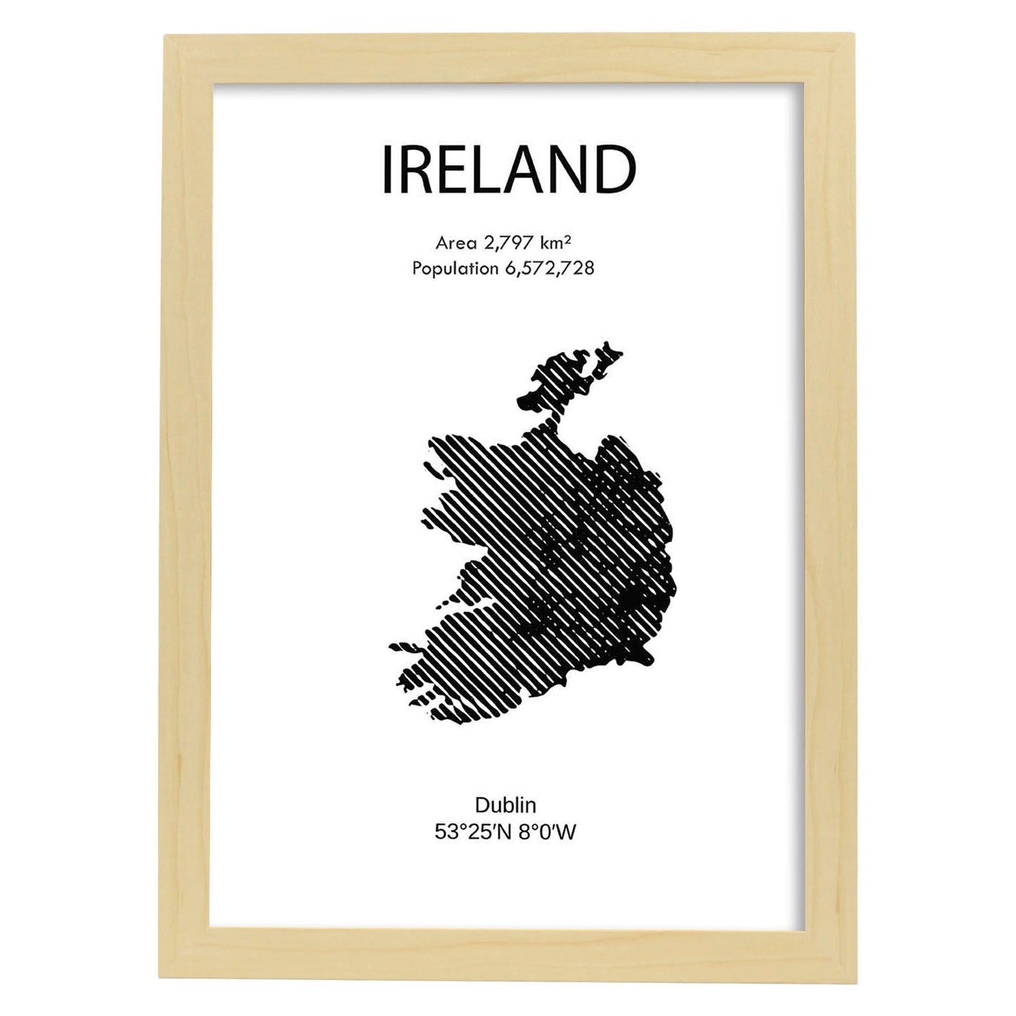 Poster de Irlanda. Láminas de paises y continentes del mundo.-Artwork-Nacnic-A3-Marco Madera clara-Nacnic Estudio SL