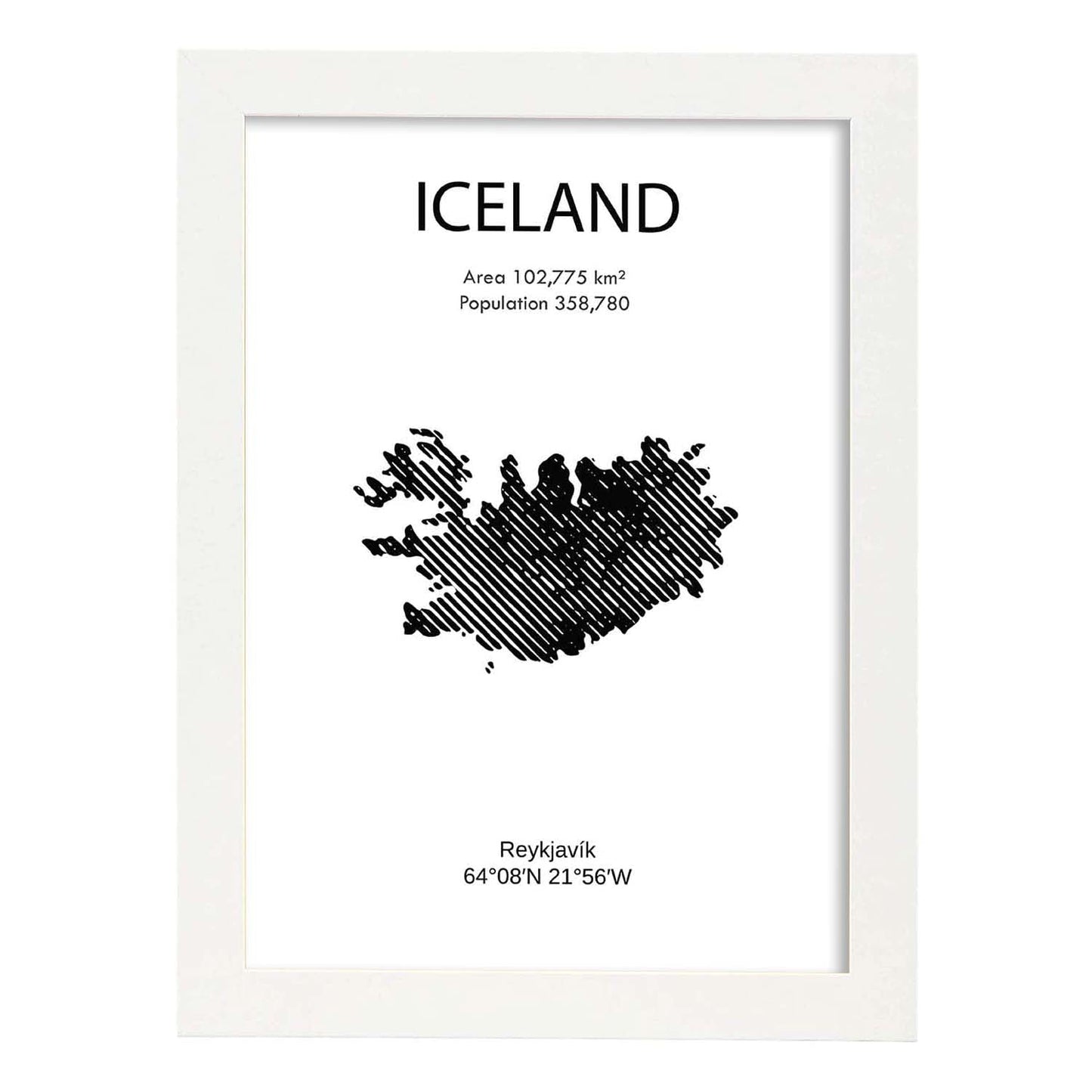 Poster de Islandia. Láminas de paises y continentes del mundo.-Artwork-Nacnic-A3-Marco Blanco-Nacnic Estudio SL