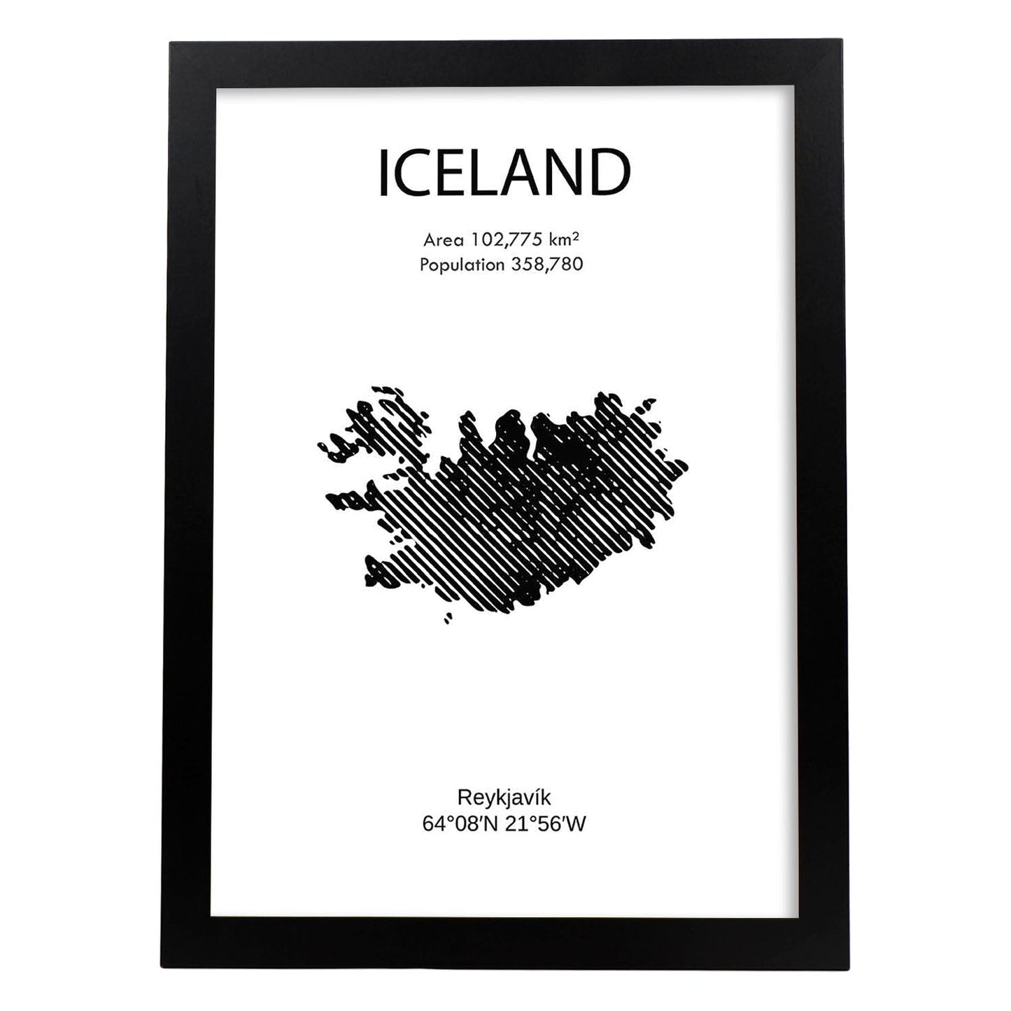 Poster de Islandia. Láminas de paises y continentes del mundo.-Artwork-Nacnic-A3-Marco Negro-Nacnic Estudio SL