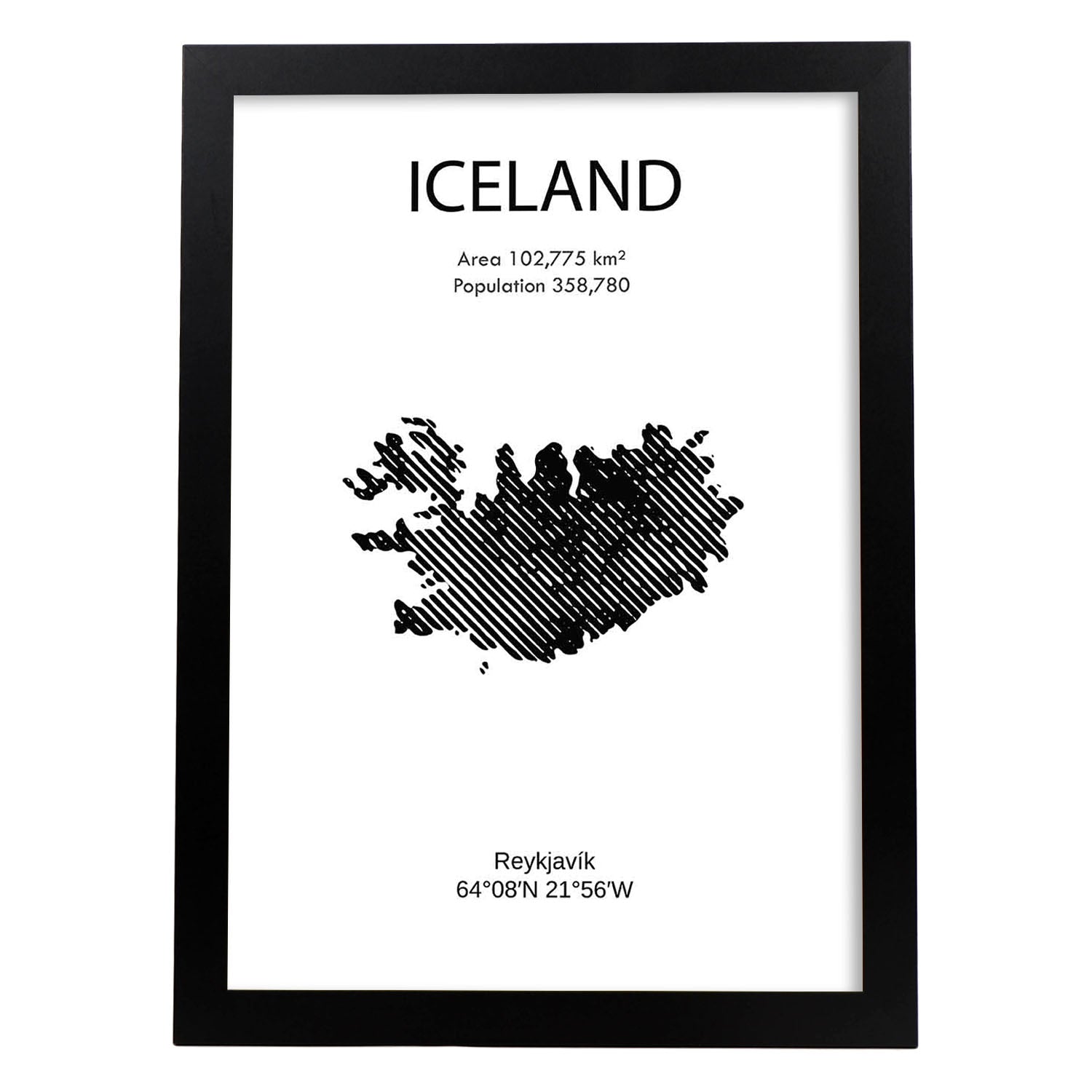 Poster de Islandia. Láminas de paises y continentes del mundo.-Artwork-Nacnic-A4-Marco Negro-Nacnic Estudio SL