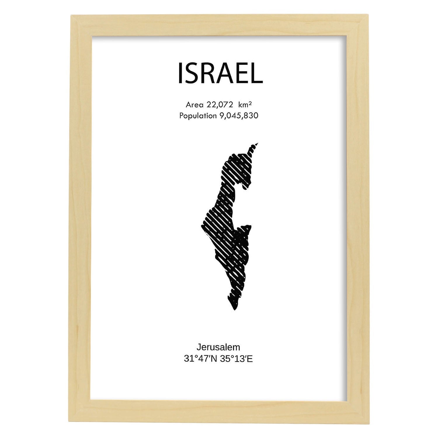 Poster de Israel. Láminas de paises y continentes del mundo.-Artwork-Nacnic-A3-Marco Madera clara-Nacnic Estudio SL