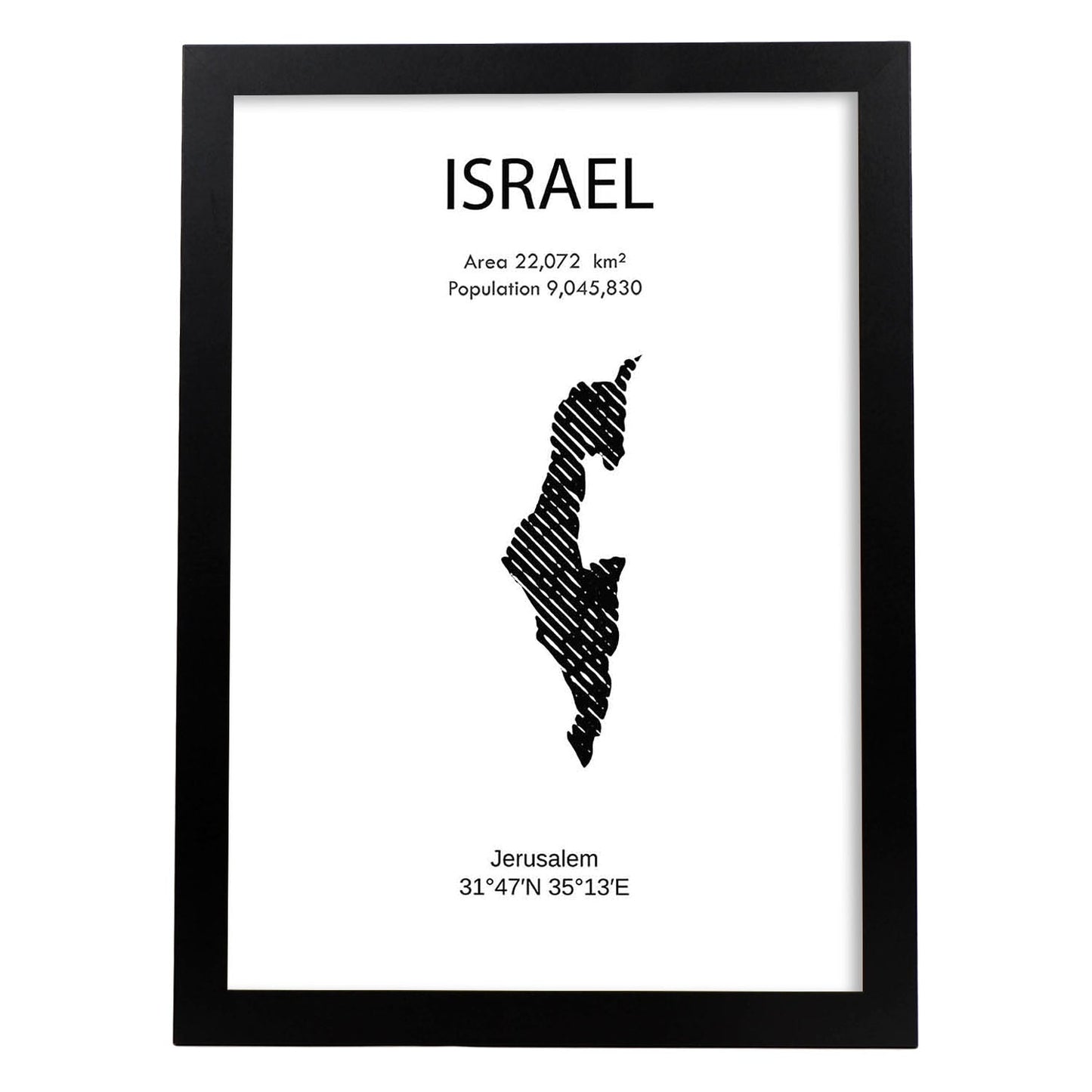 Poster de Israel. Láminas de paises y continentes del mundo.-Artwork-Nacnic-A3-Marco Negro-Nacnic Estudio SL