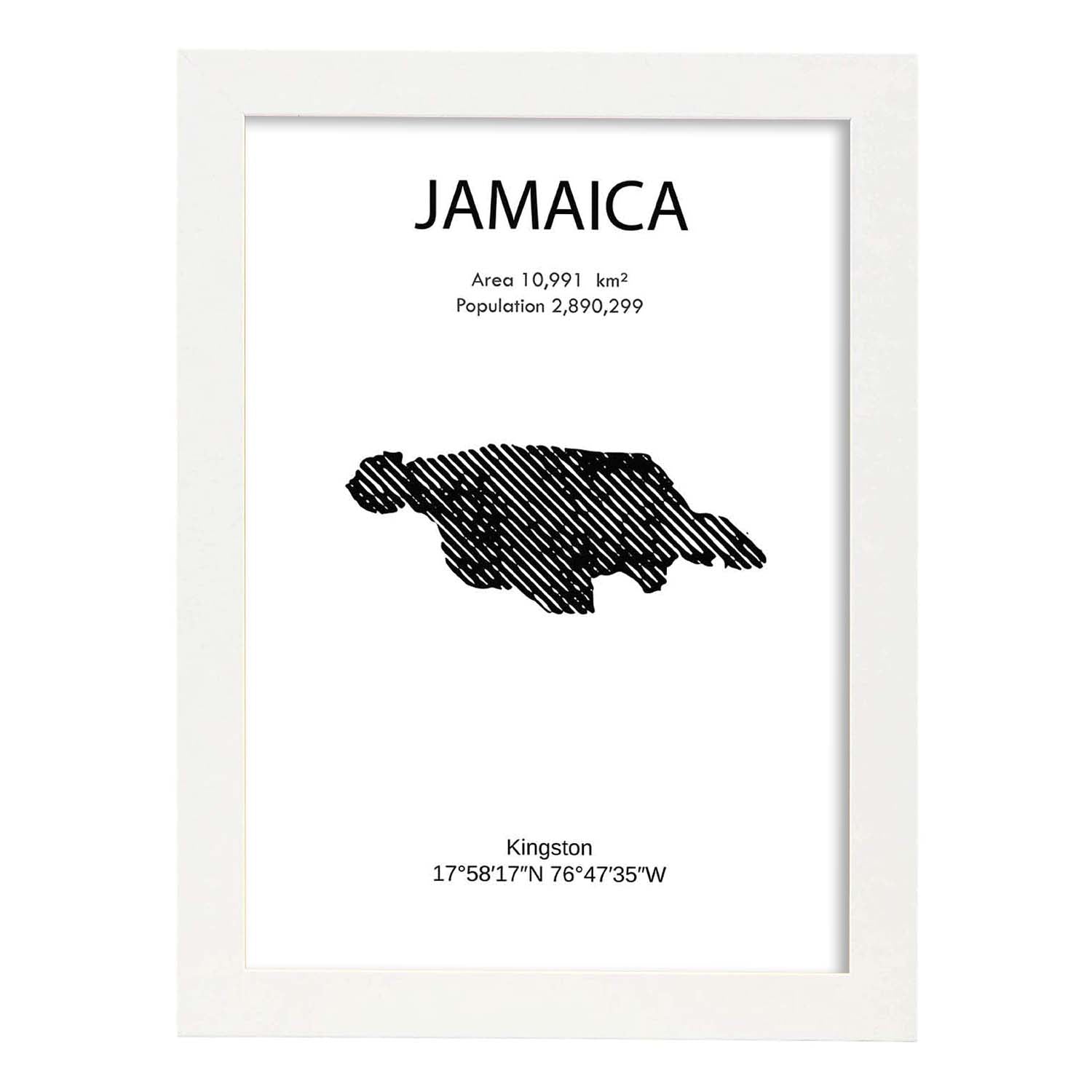 Poster de Jamaica. Láminas de paises y continentes del mundo.-Artwork-Nacnic-A3-Marco Blanco-Nacnic Estudio SL