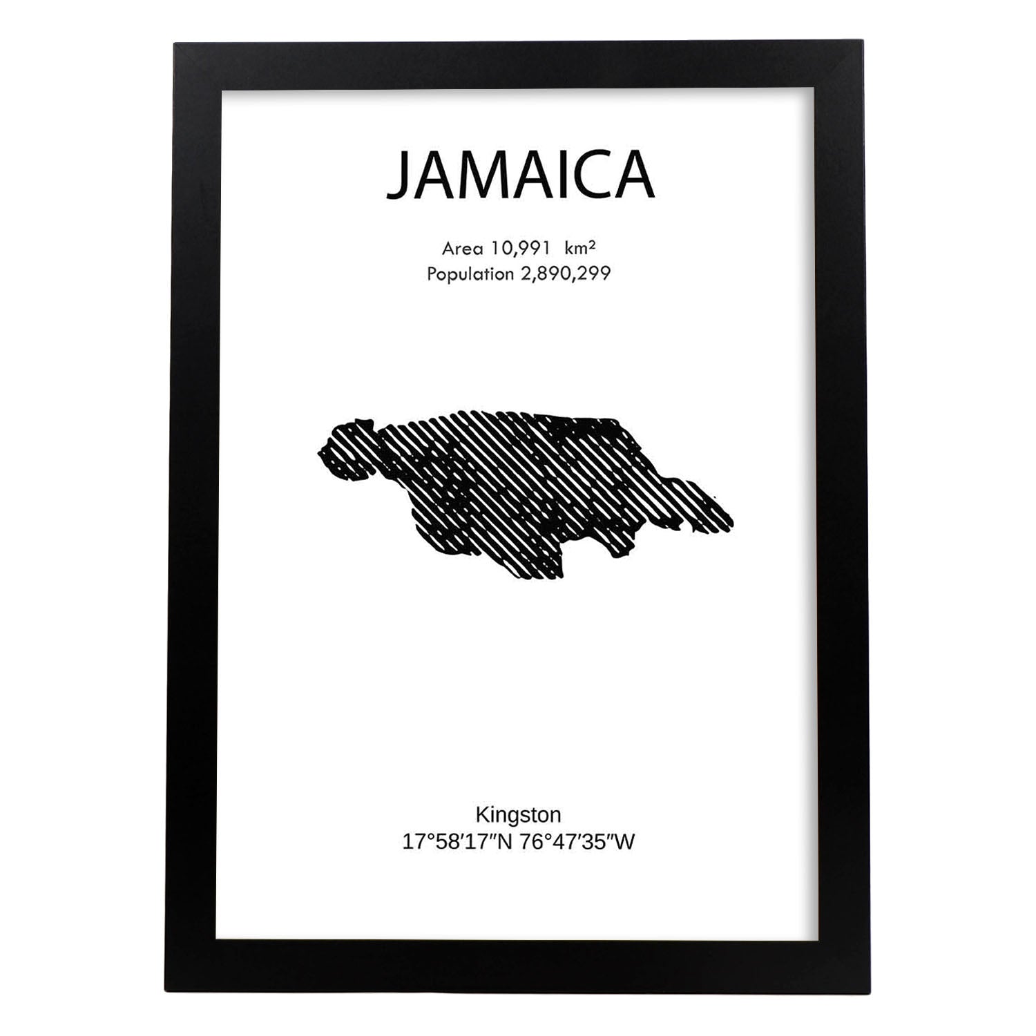 Poster de Jamaica. Láminas de paises y continentes del mundo.-Artwork-Nacnic-A3-Marco Negro-Nacnic Estudio SL