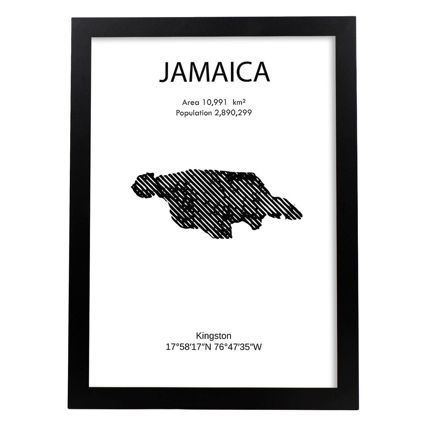 Poster de Jamaica. Láminas de paises y continentes del mundo.-Artwork-Nacnic-A4-Marco Negro-Nacnic Estudio SL