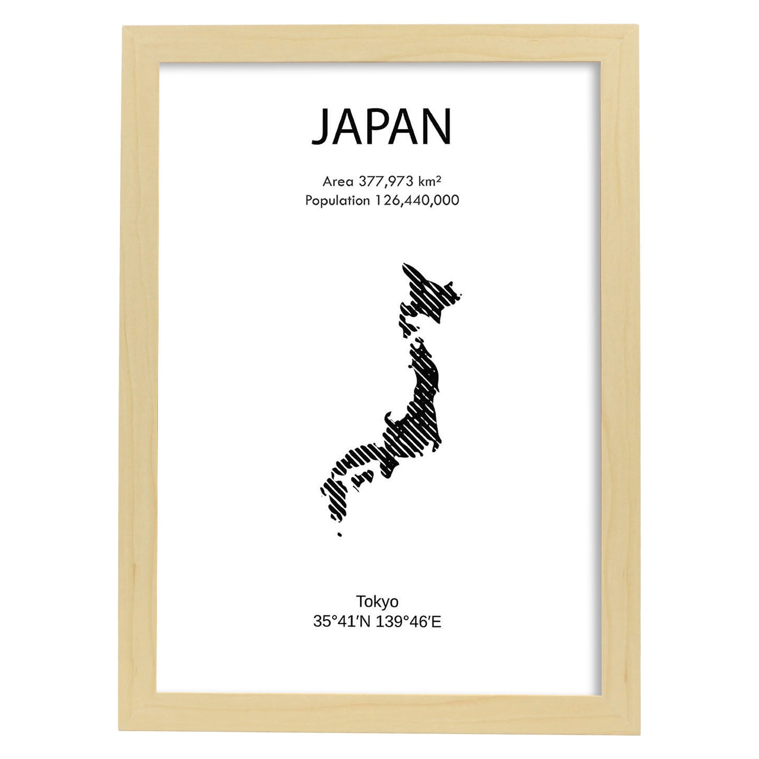 Poster de Japón. Láminas de paises y continentes del mundo.-Artwork-Nacnic-A3-Marco Madera clara-Nacnic Estudio SL