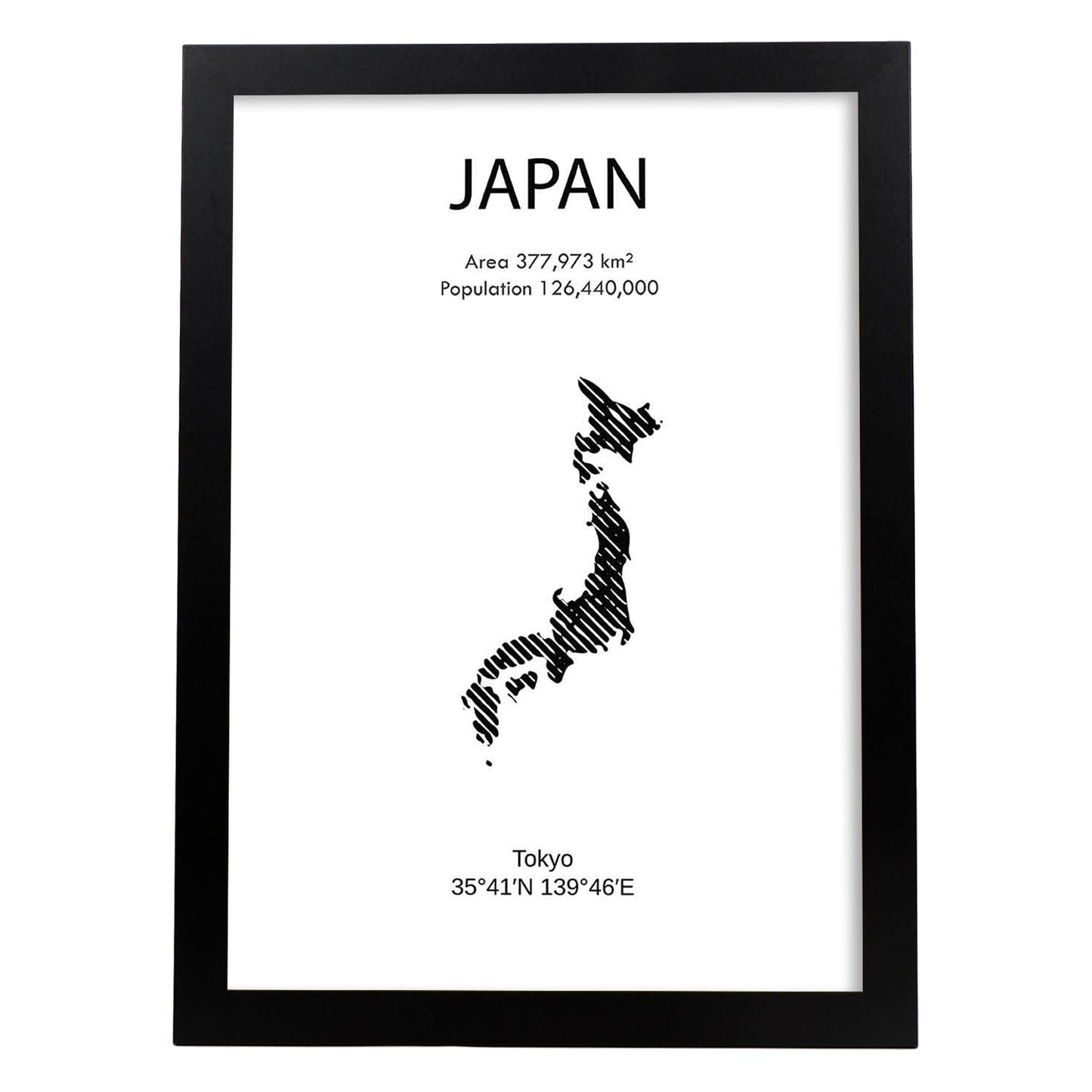 Poster de Japón. Láminas de paises y continentes del mundo.-Artwork-Nacnic-A3-Marco Negro-Nacnic Estudio SL