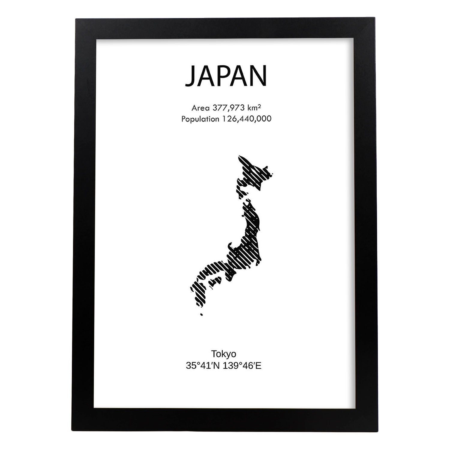 Poster de Japón. Láminas de paises y continentes del mundo.-Artwork-Nacnic-A4-Marco Negro-Nacnic Estudio SL