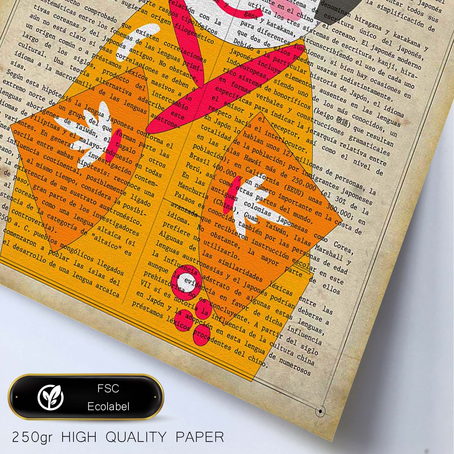 Poster de Japonesa kimono amarillo. Láminas de geishas. Diseños japoneses con definiciones de la cultura japonesa.-Artwork-Nacnic-Nacnic Estudio SL