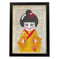 Poster de Japonesa kimono amarillo. Láminas de geishas. Diseños japoneses con definiciones de la cultura japonesa.-Artwork-Nacnic-A3-Marco Negro-Nacnic Estudio SL