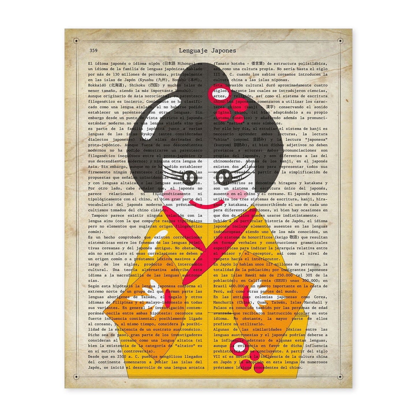 Poster de Japonesa kimono amarillo. Láminas de geishas. Diseños japoneses con definiciones de la cultura japonesa.-Artwork-Nacnic-A4-Sin marco-Nacnic Estudio SL