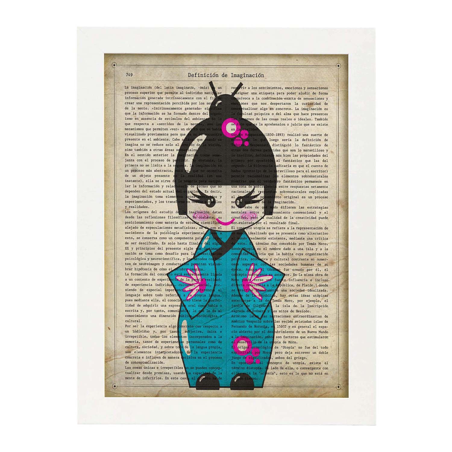 Poster de Japonesa kimono azul. Láminas de geishas. Diseños japoneses con definiciones de la cultura japonesa.-Artwork-Nacnic-Nacnic Estudio SL