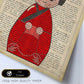 Poster de Japonesa kimono rojo. Láminas de geishas. Diseños japoneses con definiciones de la cultura japonesa.-Artwork-Nacnic-Nacnic Estudio SL
