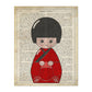 Poster de Japonesa kimono rojo. Láminas de geishas. Diseños japoneses con definiciones de la cultura japonesa.-Artwork-Nacnic-A4-Sin marco-Nacnic Estudio SL