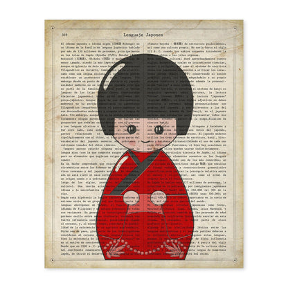 Poster de Japonesa kimono rojo. Láminas de geishas. Diseños japoneses con definiciones de la cultura japonesa.-Artwork-Nacnic-A4-Sin marco-Nacnic Estudio SL