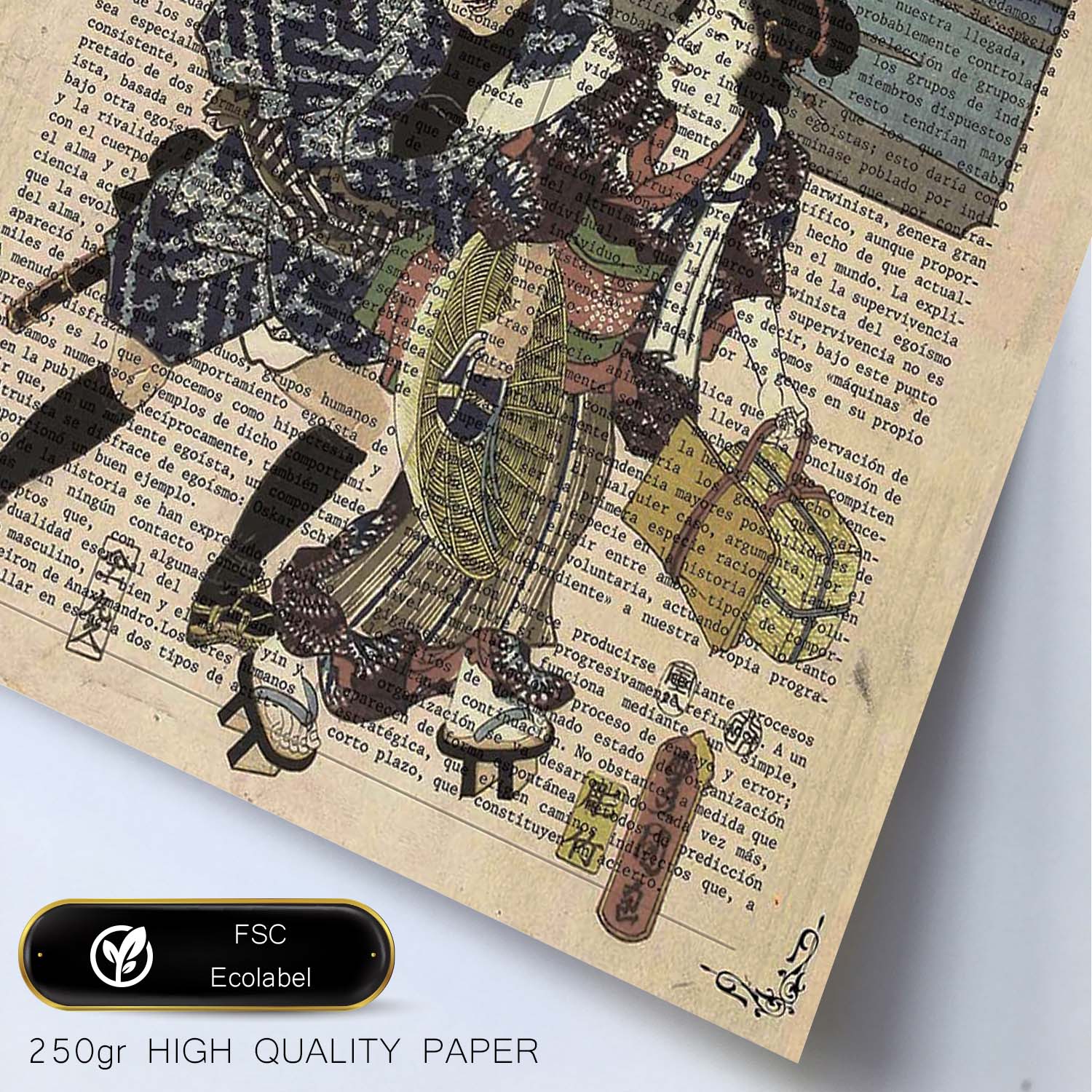 Poster de Japoneses en el lago. Láminas de geishas. Diseños japoneses con definiciones de la cultura japonesa.-Artwork-Nacnic-Nacnic Estudio SL