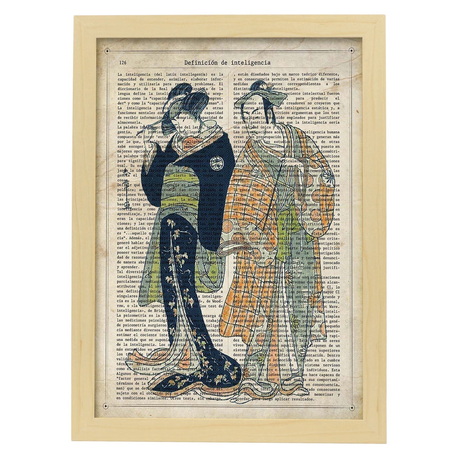 Poster de Japoneses. Láminas de geishas. Diseños japoneses con definiciones de la cultura japonesa.-Artwork-Nacnic-A3-Marco Madera clara-Nacnic Estudio SL