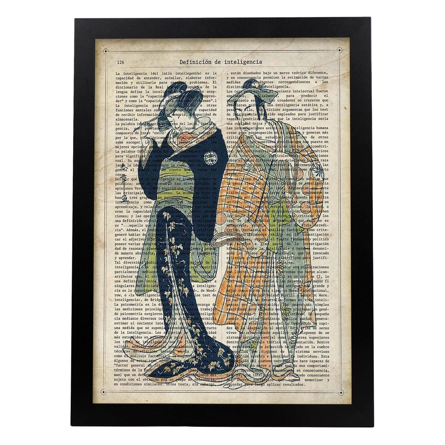 Poster de Japoneses. Láminas de geishas. Diseños japoneses con definiciones de la cultura japonesa.-Artwork-Nacnic-A4-Marco Negro-Nacnic Estudio SL