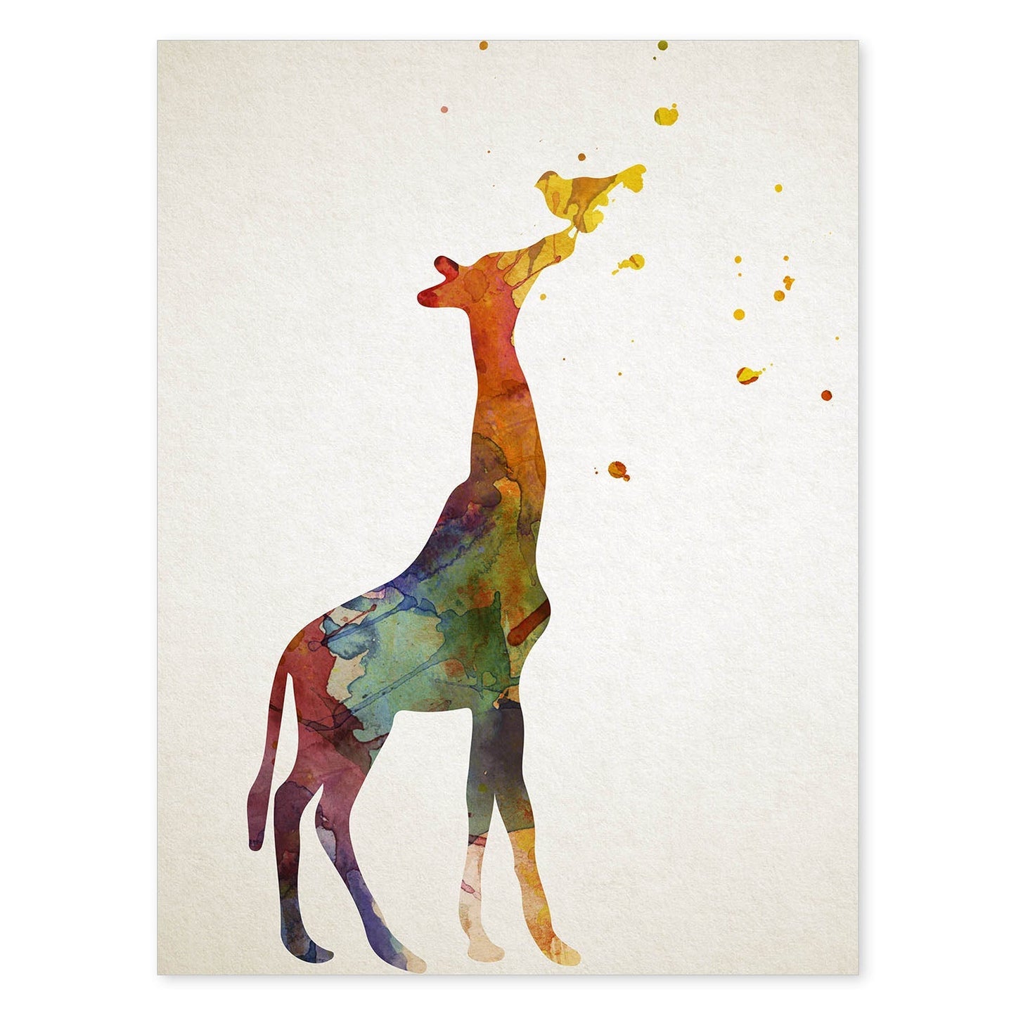 Poster de Jirafa estilo acuarela. Láminas de animales con estilo acuarela-Artwork-Nacnic-A4-Sin marco-Nacnic Estudio SL
