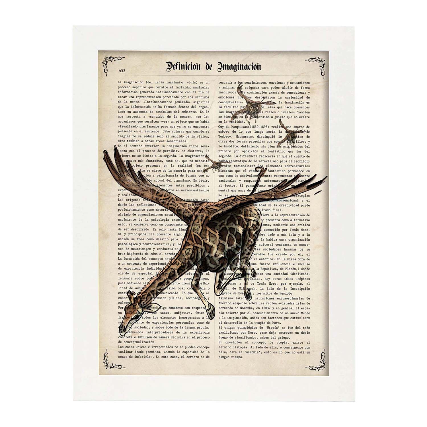 Poster de Jirafa voladora. Láminas de animales con definiciones. Ilustraciones de animales con textos.-Artwork-Nacnic-Nacnic Estudio SL