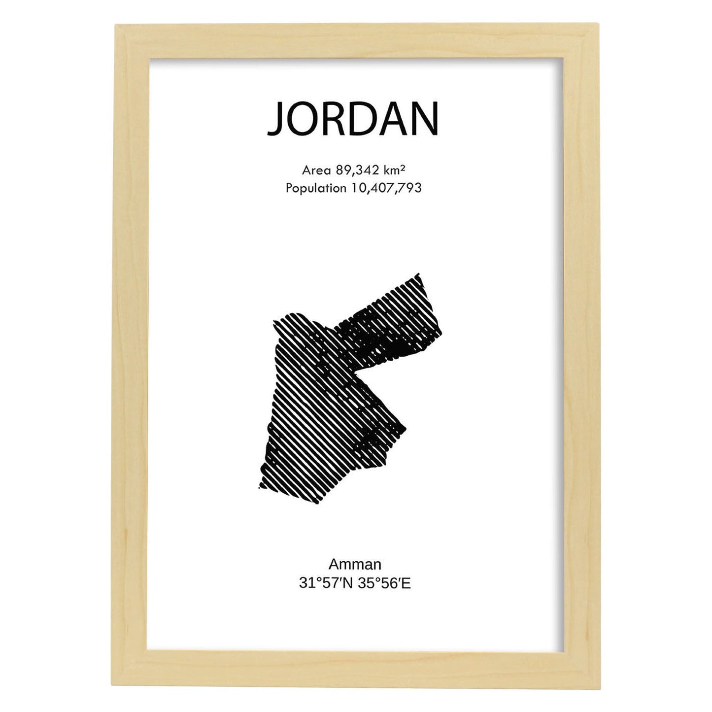 Poster de Jordania. Láminas de paises y continentes del mundo.-Artwork-Nacnic-A3-Marco Madera clara-Nacnic Estudio SL