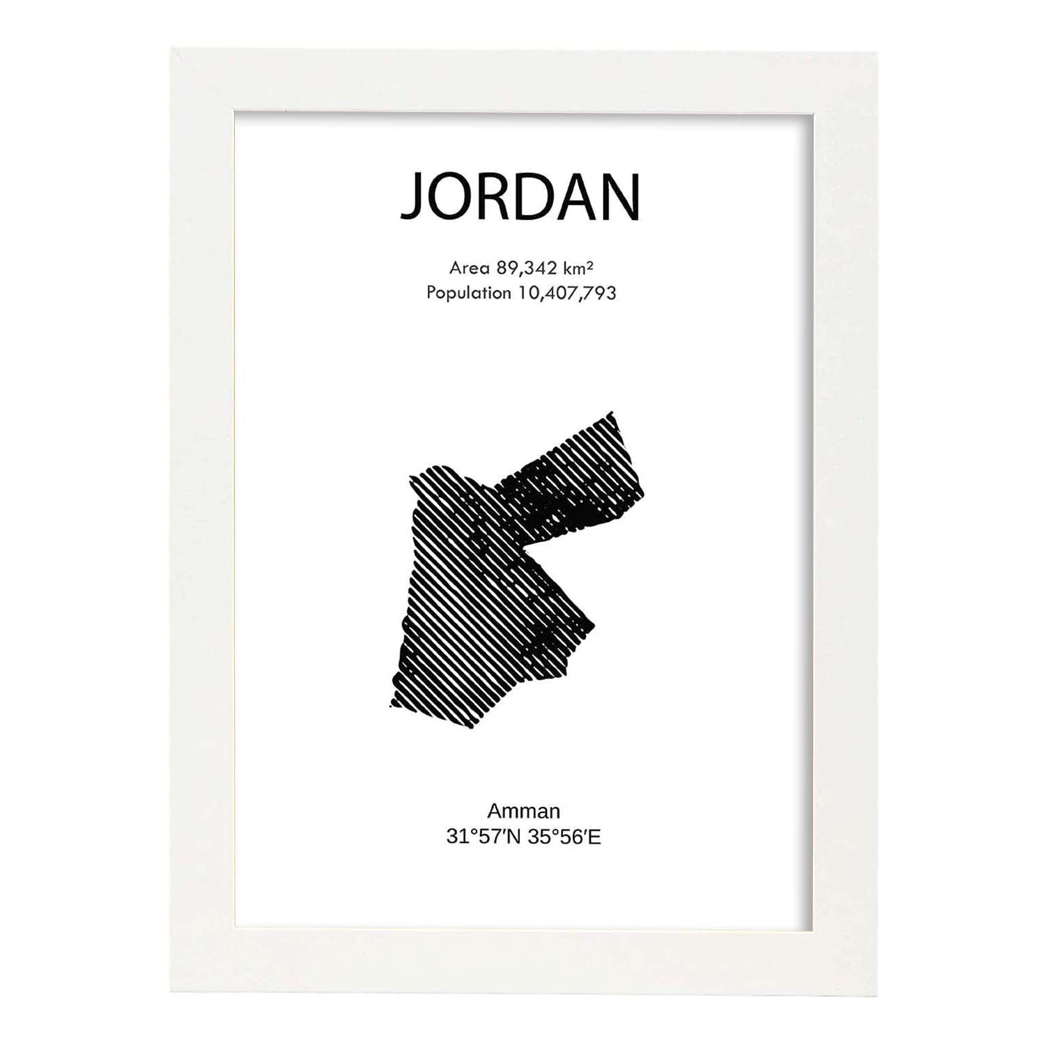 Poster de Jordania. Láminas de paises y continentes del mundo.-Artwork-Nacnic-A4-Marco Blanco-Nacnic Estudio SL
