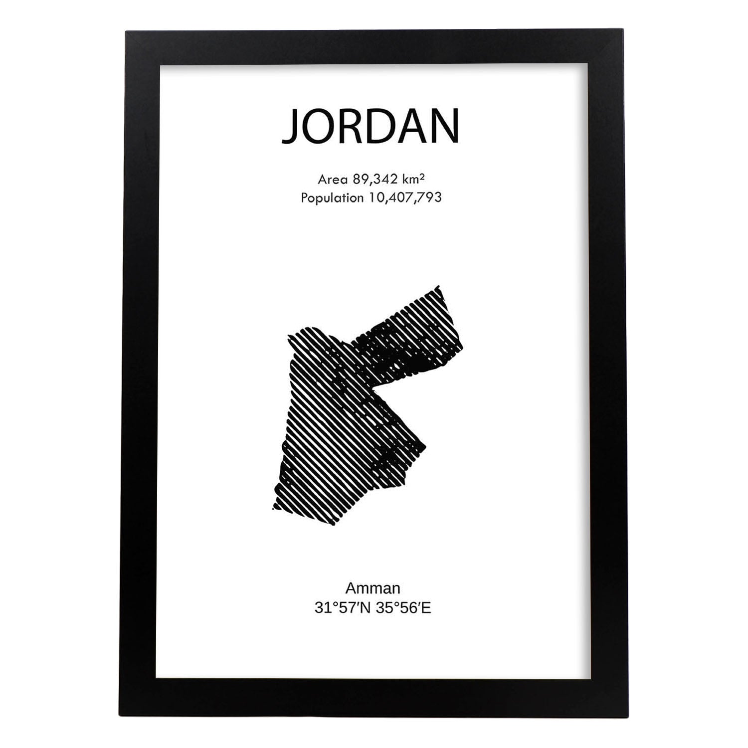 Poster de Jordania. Láminas de paises y continentes del mundo.-Artwork-Nacnic-A4-Marco Negro-Nacnic Estudio SL