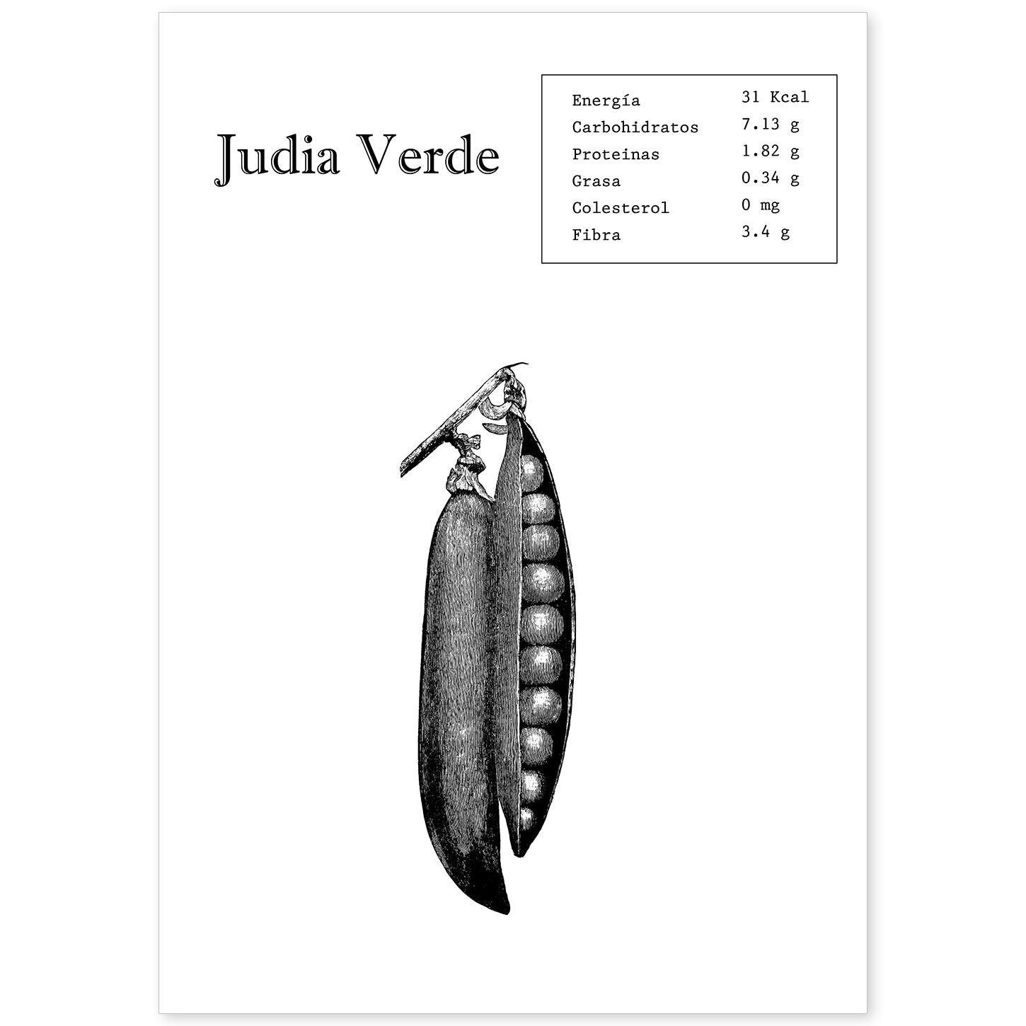 Poster de Judia Verde. Láminas de frutas y verduras.-Artwork-Nacnic-A4-Sin marco-Nacnic Estudio SL