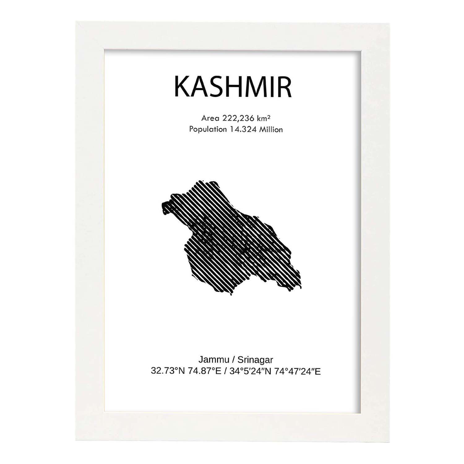 Poster de Kashmir. Láminas de paises y continentes del mundo.-Artwork-Nacnic-A3-Marco Blanco-Nacnic Estudio SL