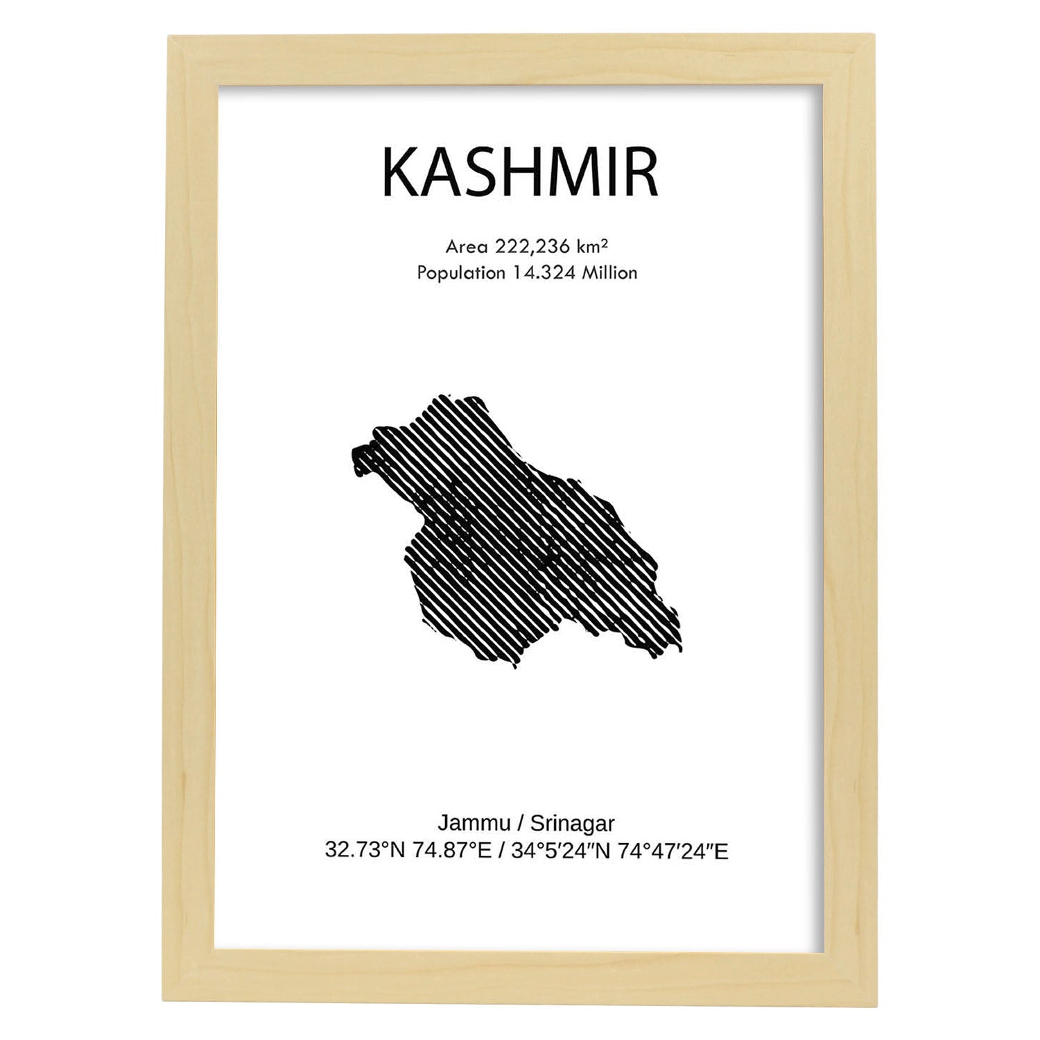 Poster de Kashmir. Láminas de paises y continentes del mundo.-Artwork-Nacnic-A3-Marco Madera clara-Nacnic Estudio SL