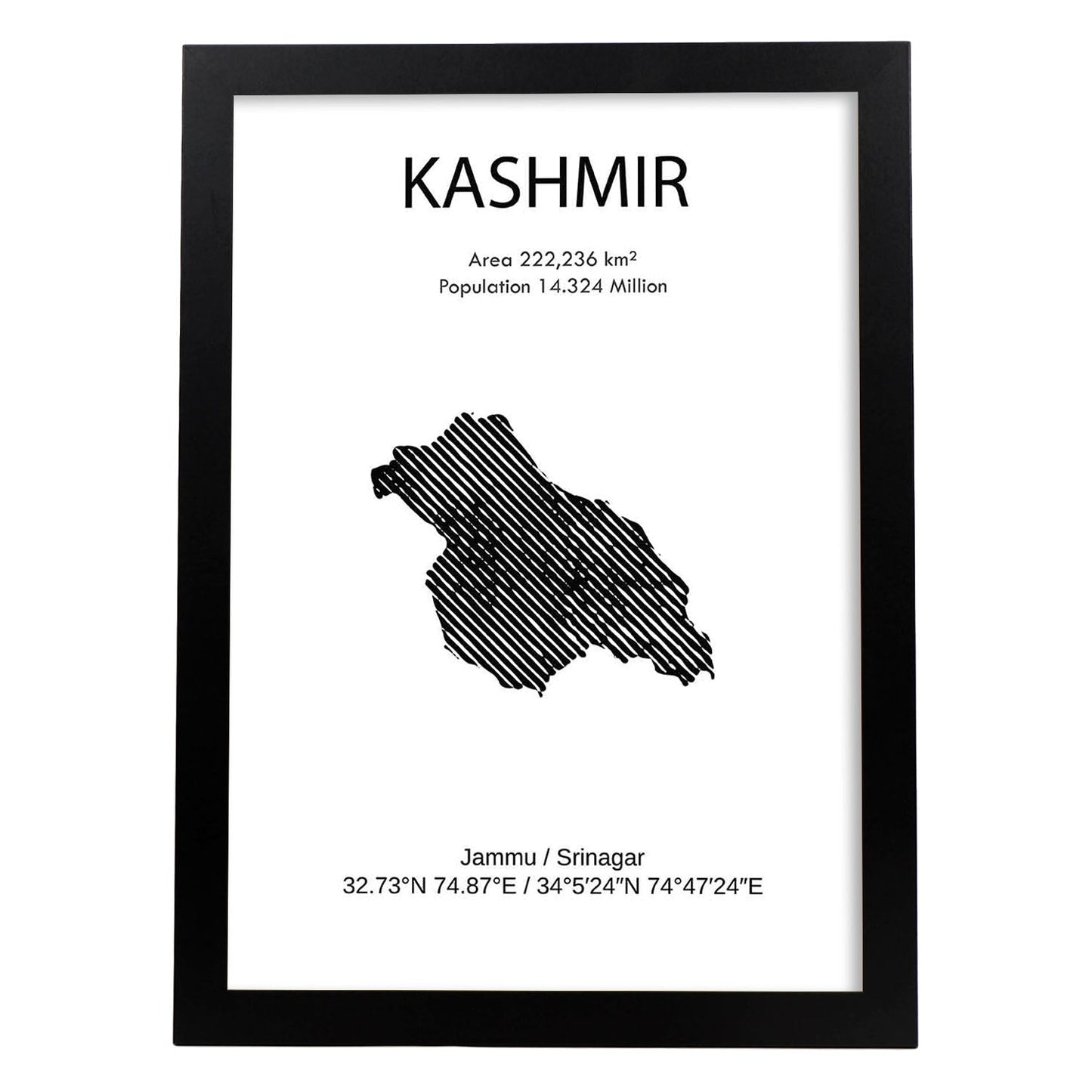 Poster de Kashmir. Láminas de paises y continentes del mundo.-Artwork-Nacnic-A3-Marco Negro-Nacnic Estudio SL