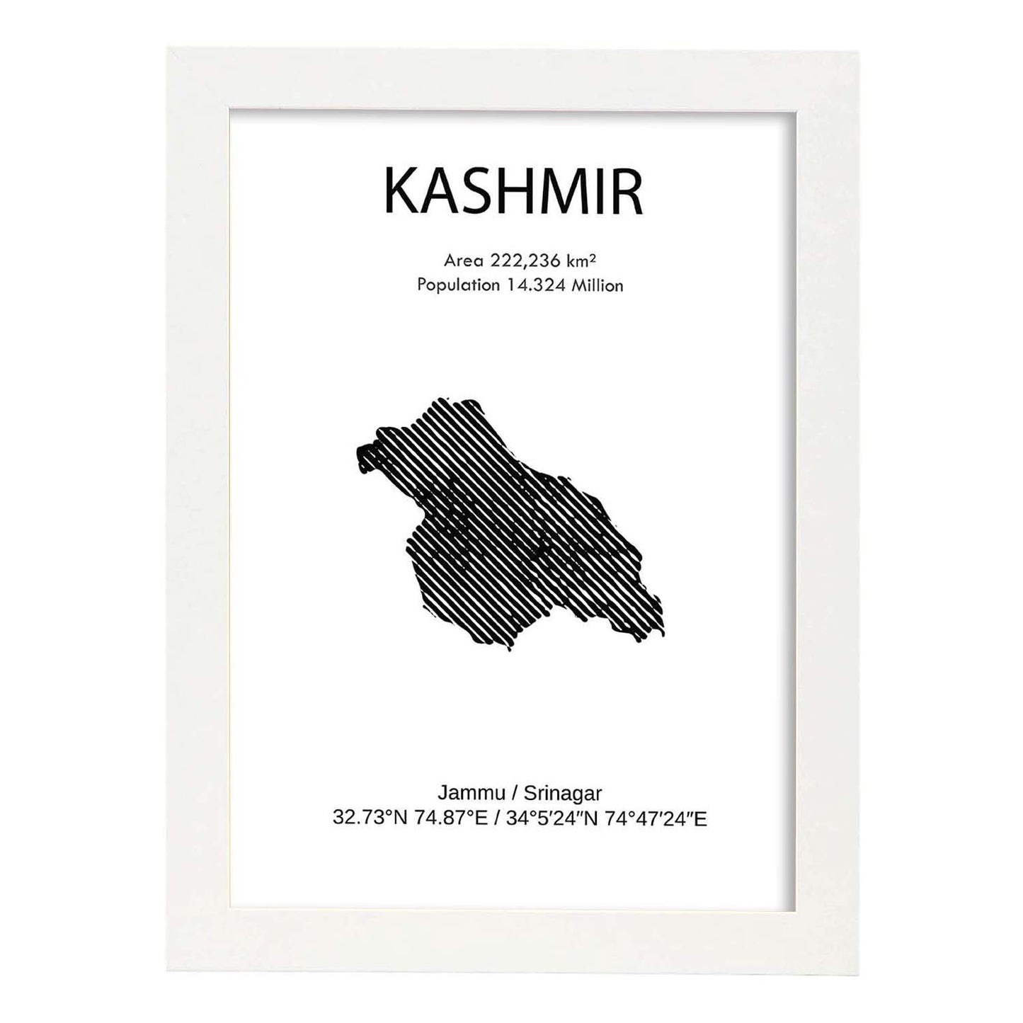 Poster de Kashmir. Láminas de paises y continentes del mundo.-Artwork-Nacnic-A4-Marco Blanco-Nacnic Estudio SL