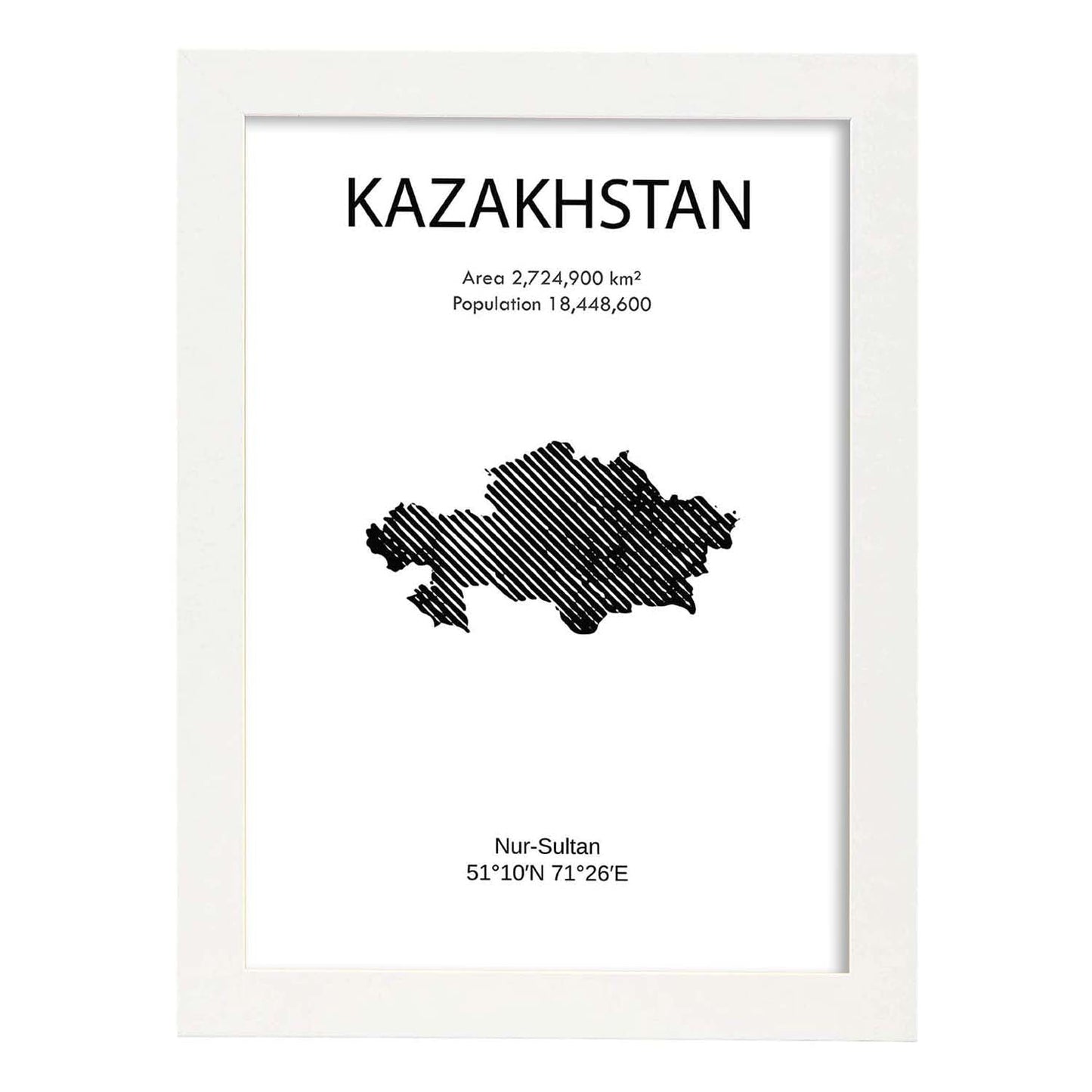 Poster de Kazakhstan. Láminas de paises y continentes del mundo.-Artwork-Nacnic-A3-Marco Blanco-Nacnic Estudio SL