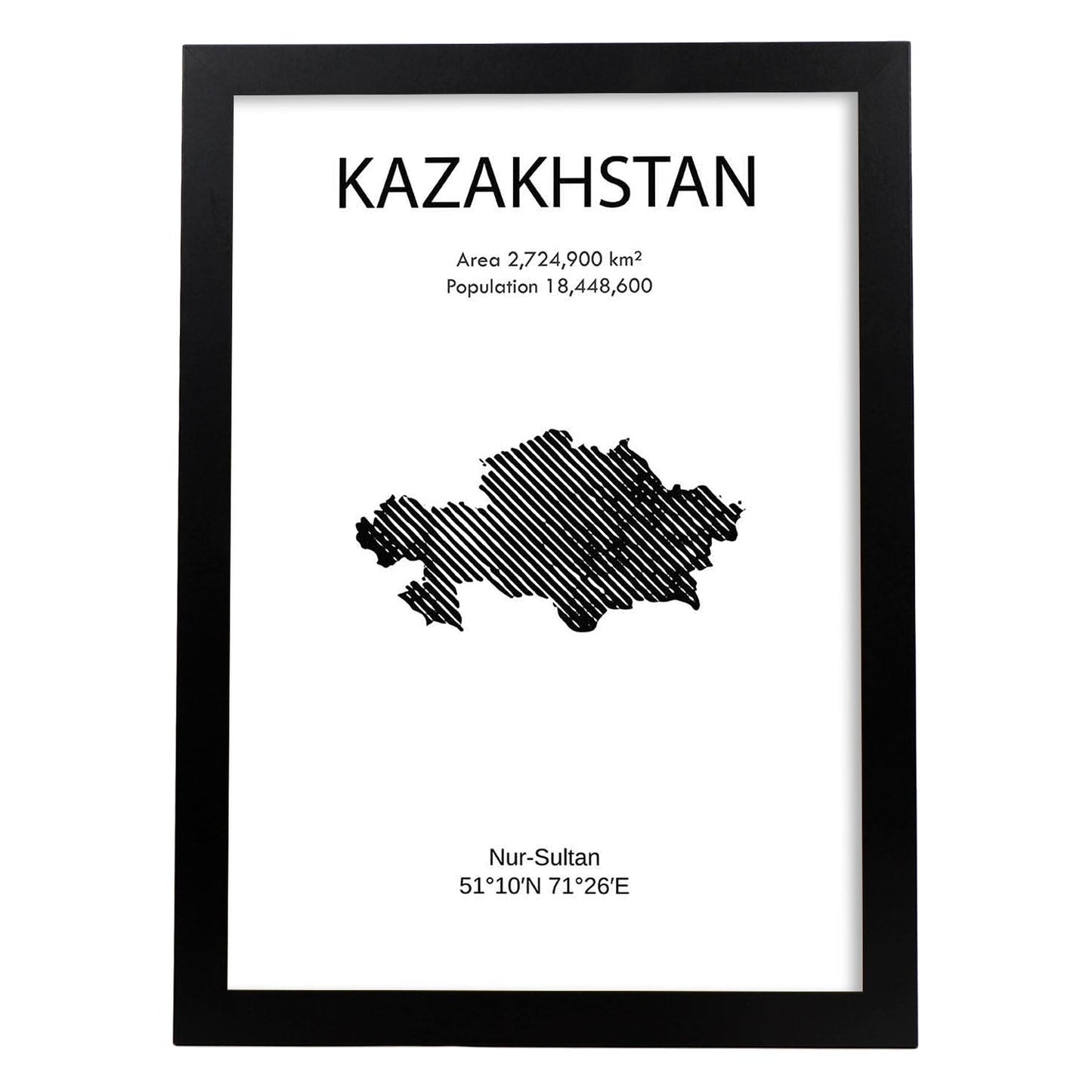 Poster de Kazakhstan. Láminas de paises y continentes del mundo.-Artwork-Nacnic-A3-Marco Negro-Nacnic Estudio SL