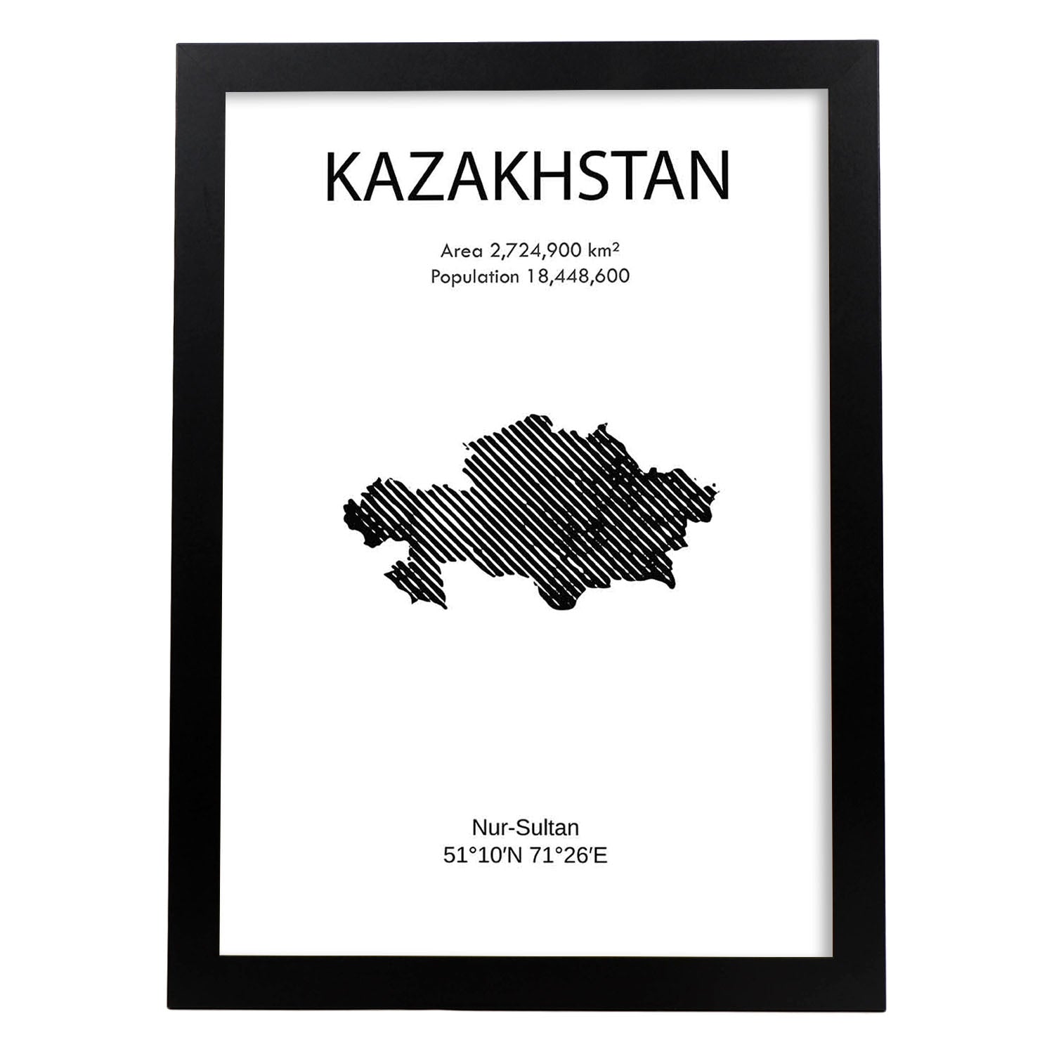 Poster de Kazakhstan. Láminas de paises y continentes del mundo.-Artwork-Nacnic-A3-Marco Negro-Nacnic Estudio SL