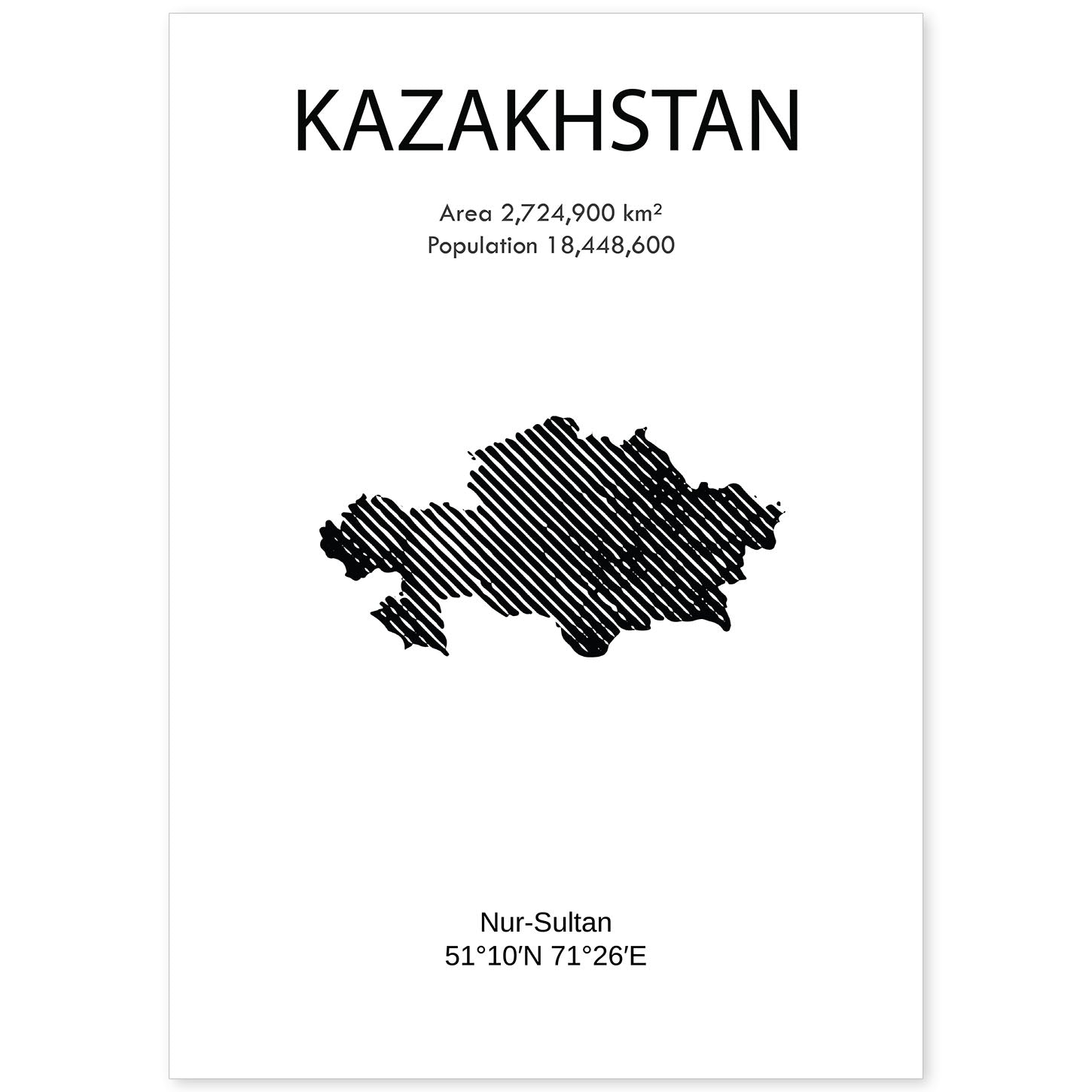 Poster de Kazakhstan. Láminas de paises y continentes del mundo.-Artwork-Nacnic-A4-Sin marco-Nacnic Estudio SL
