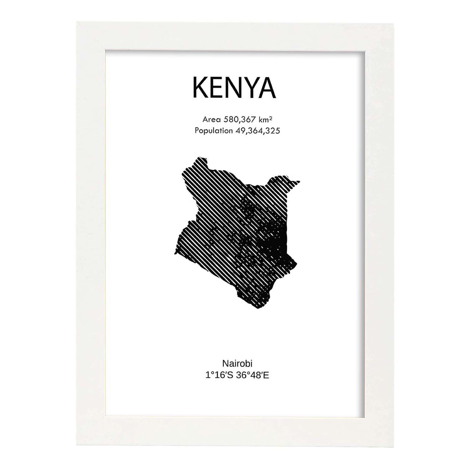 Poster de Kenya. Láminas de paises y continentes del mundo.-Artwork-Nacnic-A3-Marco Blanco-Nacnic Estudio SL