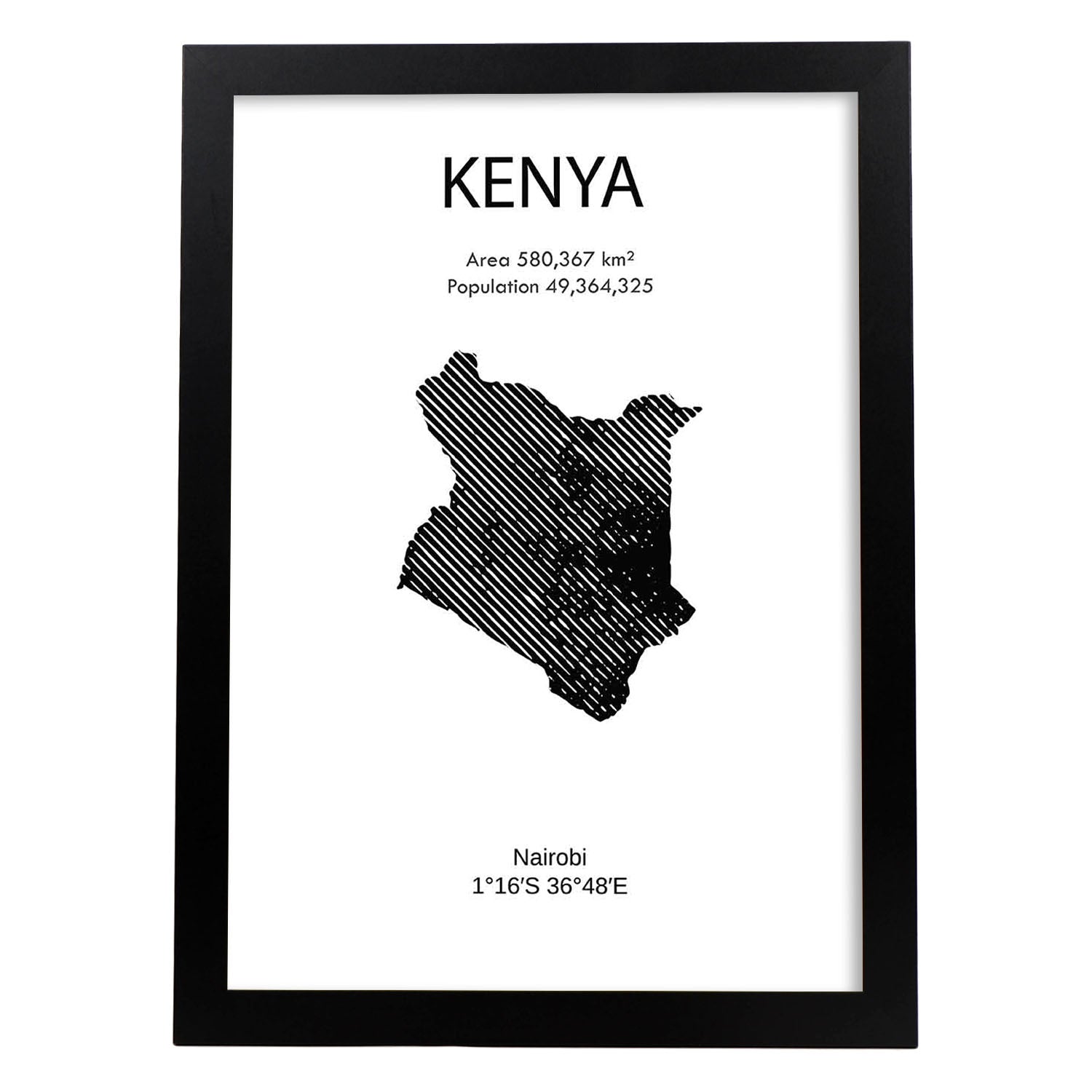 Poster de Kenya. Láminas de paises y continentes del mundo.-Artwork-Nacnic-A3-Marco Negro-Nacnic Estudio SL