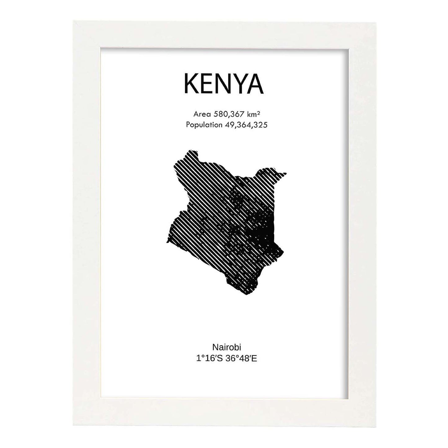 Poster de Kenya. Láminas de paises y continentes del mundo.-Artwork-Nacnic-A4-Marco Blanco-Nacnic Estudio SL