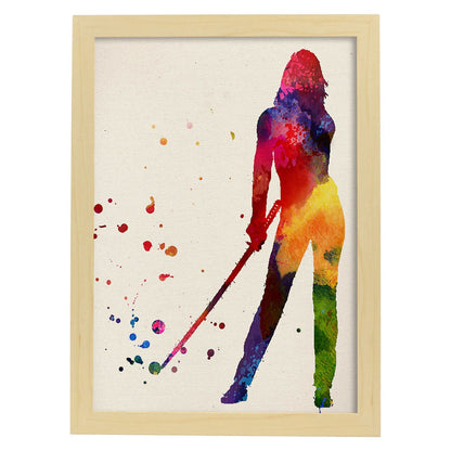 Poster de Kill bill. Láminas de cine, películas, y actores. Posters de películas antiguas con estilo acuarela.-Artwork-Nacnic-A3-Marco Madera clara-Nacnic Estudio SL