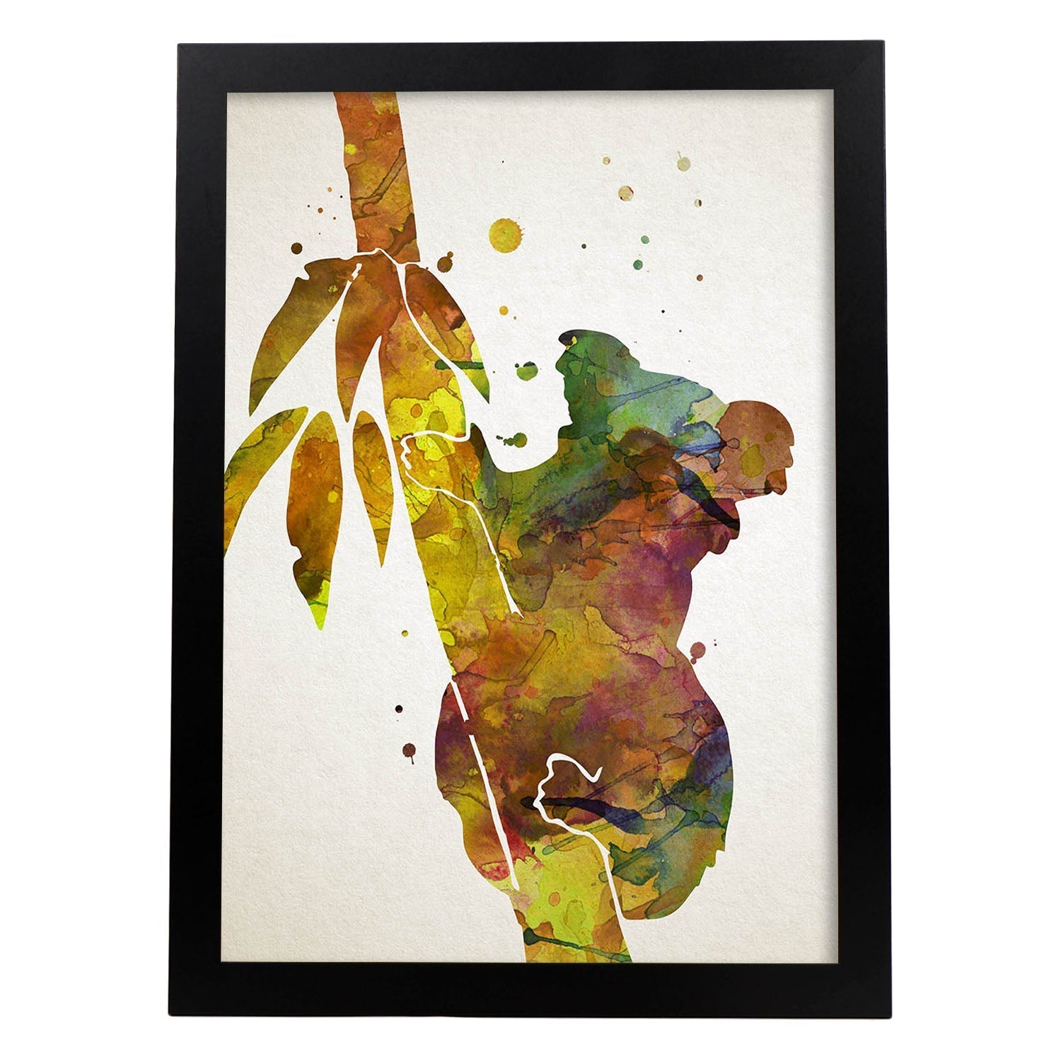 Poster de Koala estilo acuarela. Láminas de animales con estilo acuarela-Artwork-Nacnic-A3-Marco Negro-Nacnic Estudio SL