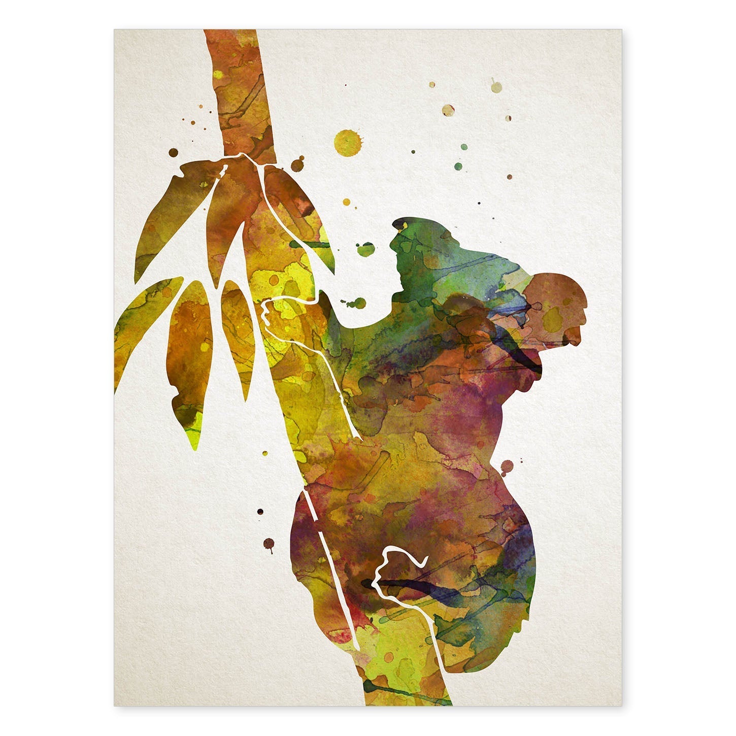 Poster de Koala estilo acuarela. Láminas de animales con estilo acuarela-Artwork-Nacnic-A4-Sin marco-Nacnic Estudio SL