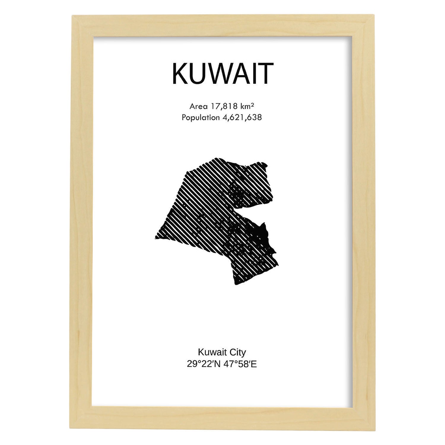 Poster de Kuwait. Láminas de paises y continentes del mundo.-Artwork-Nacnic-A3-Marco Madera clara-Nacnic Estudio SL