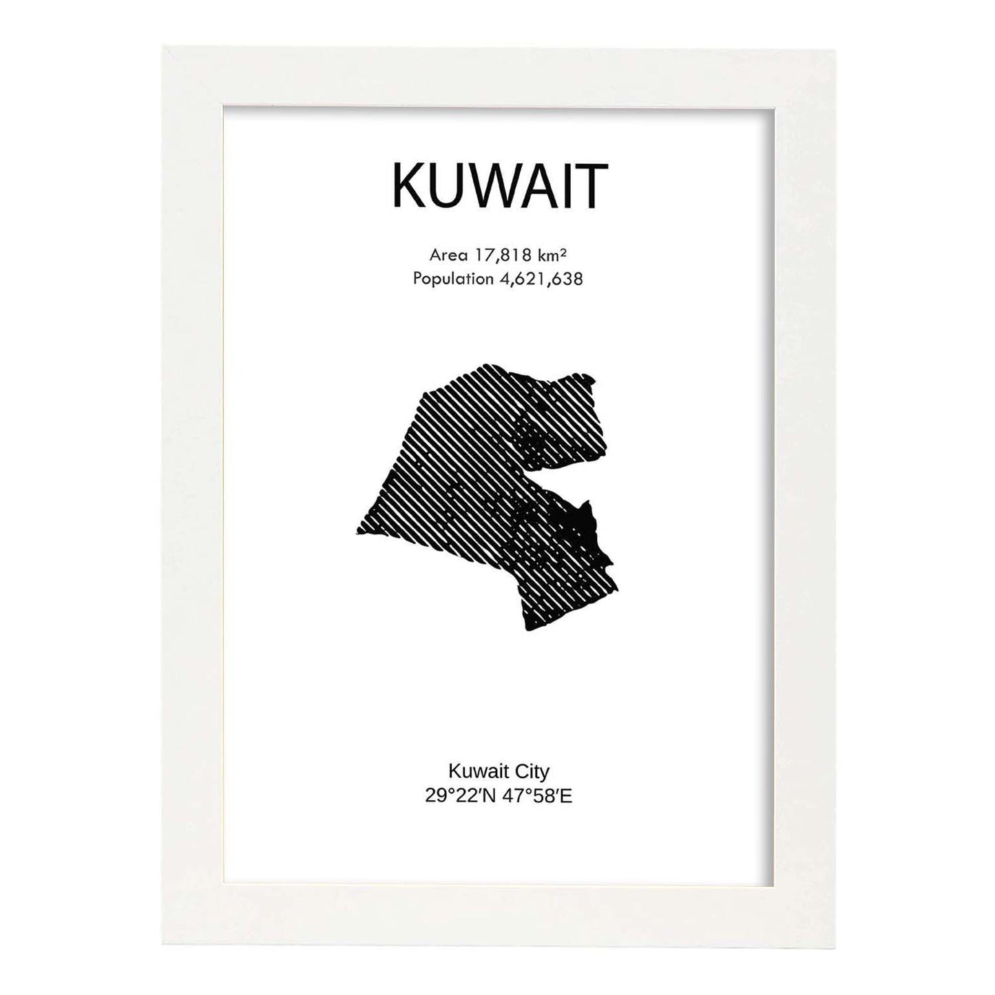 Poster de Kuwait. Láminas de paises y continentes del mundo.-Artwork-Nacnic-A4-Marco Blanco-Nacnic Estudio SL