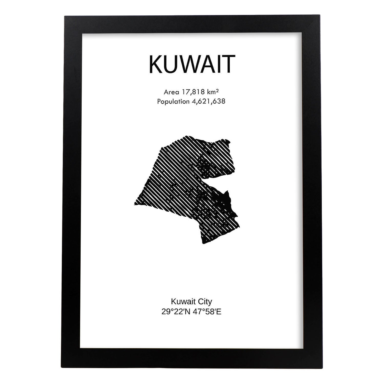 Poster de Kuwait. Láminas de paises y continentes del mundo.-Artwork-Nacnic-A4-Marco Negro-Nacnic Estudio SL