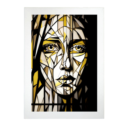 Lámina de pintura blanca con rostro de mujer