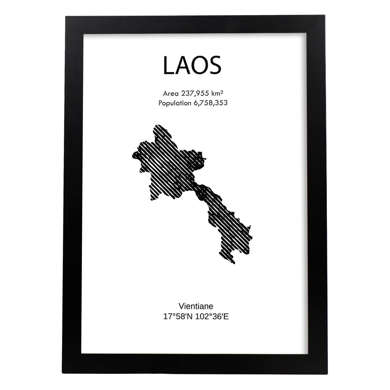 Poster de Laos. Láminas de paises y continentes del mundo.-Artwork-Nacnic-A3-Marco Negro-Nacnic Estudio SL
