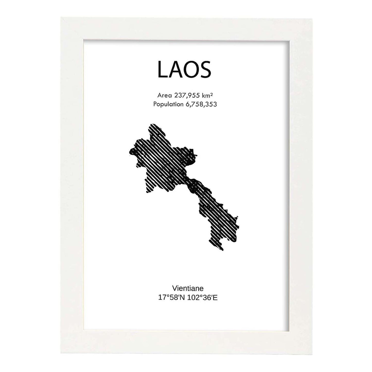 Poster de Laos. Láminas de paises y continentes del mundo.-Artwork-Nacnic-A4-Marco Blanco-Nacnic Estudio SL