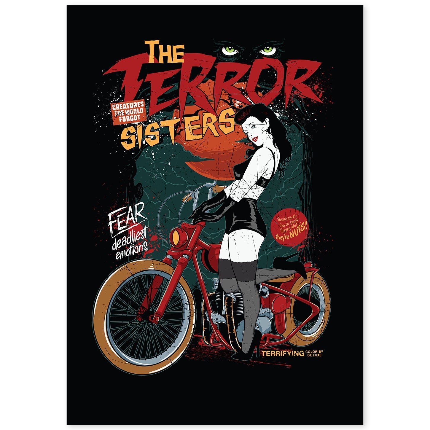 Poster de Las hermanas del terror. Lámina decorativa de diseño.-Artwork-Nacnic-A4-Sin marco-Nacnic Estudio SL
