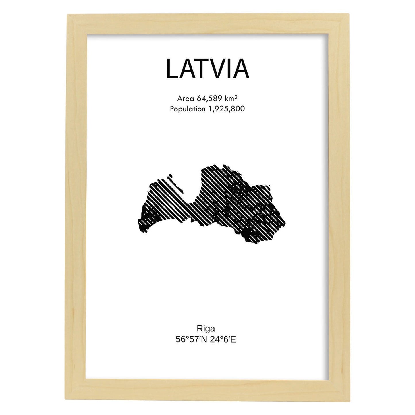 Poster de Latvia. Láminas de paises y continentes del mundo.-Artwork-Nacnic-A3-Marco Madera clara-Nacnic Estudio SL